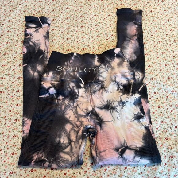 SOULCYCLE Pink and Black Tie-Dye Leggings - Picture 3 of 3